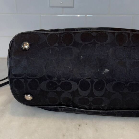 Coach Bag Purse Handbag Signature Logo Drawstring Carryall Tote Shoulder Bag - Picture 9 of 16